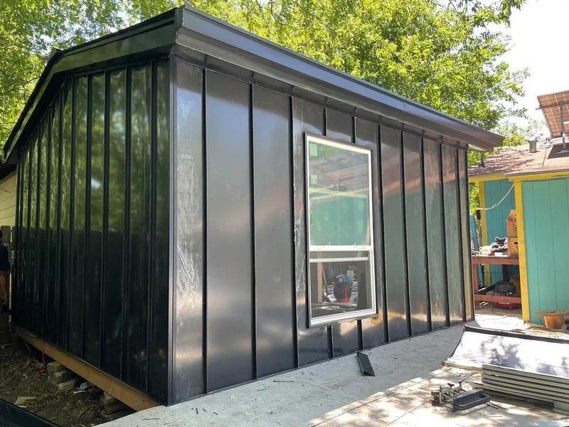 Black standing seam metal wall panels for Metal Roof Installation in Franklin Farm